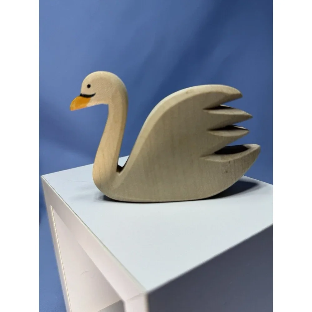 Ostheimer Wood Swan Hand Painted Made In Germany, Stamped VTG